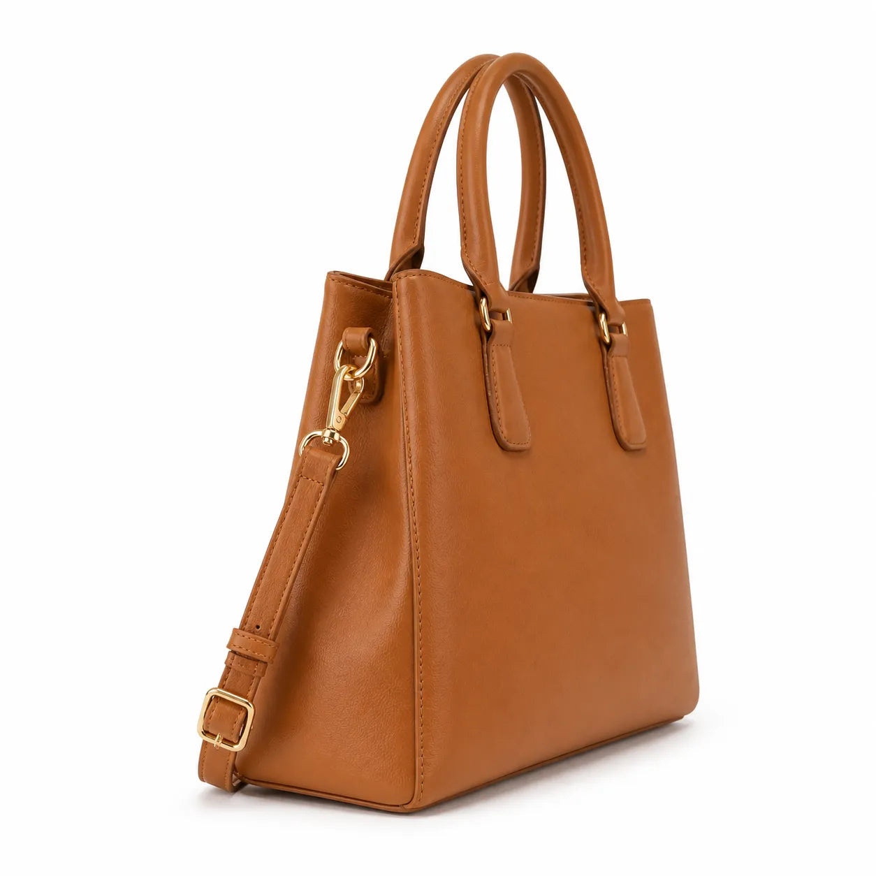 Elegant Brown Classic Tote Handbag for Women with Shoulder Strap