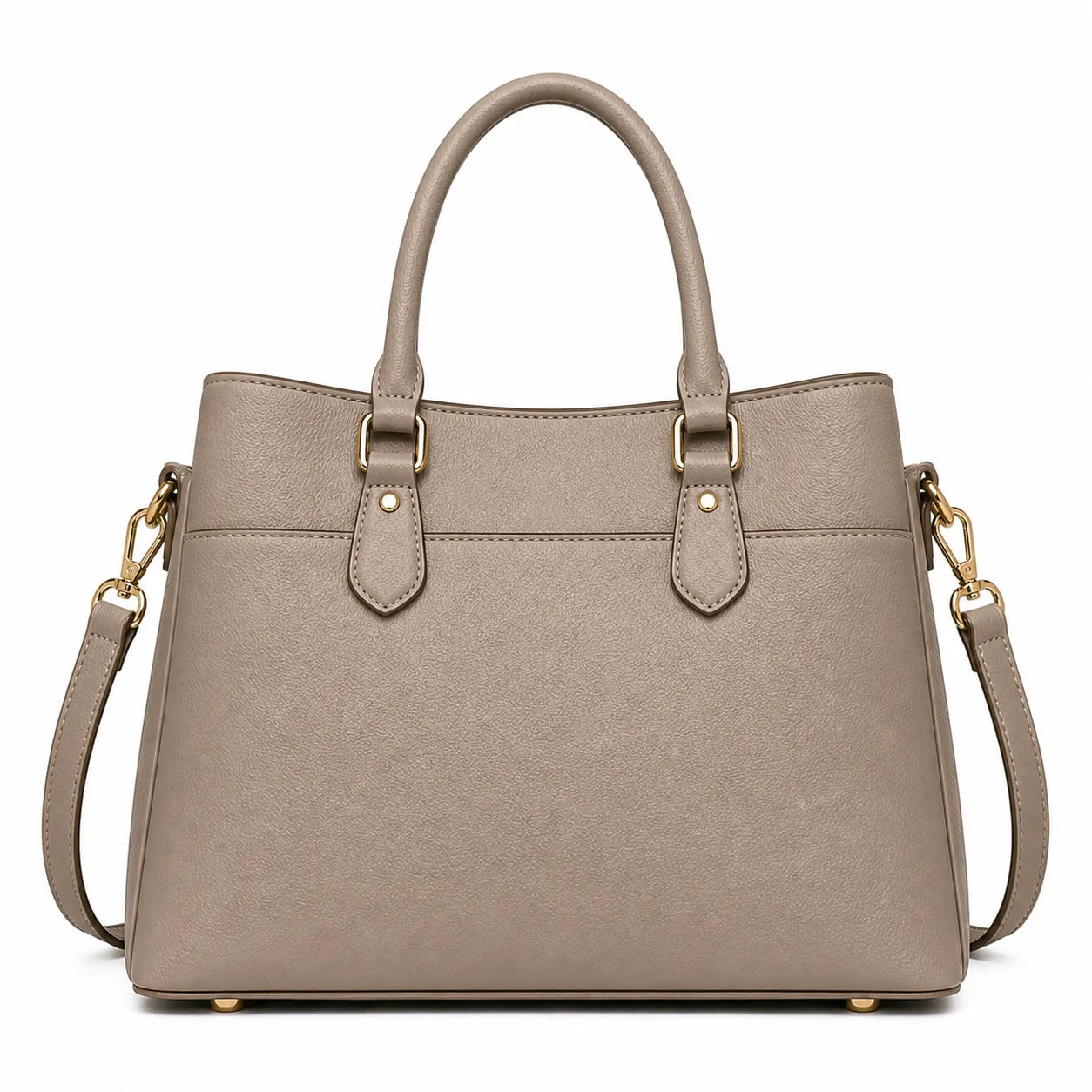 Elara Elegant Taupe Leather Handbag with Shoulder Strap for Women