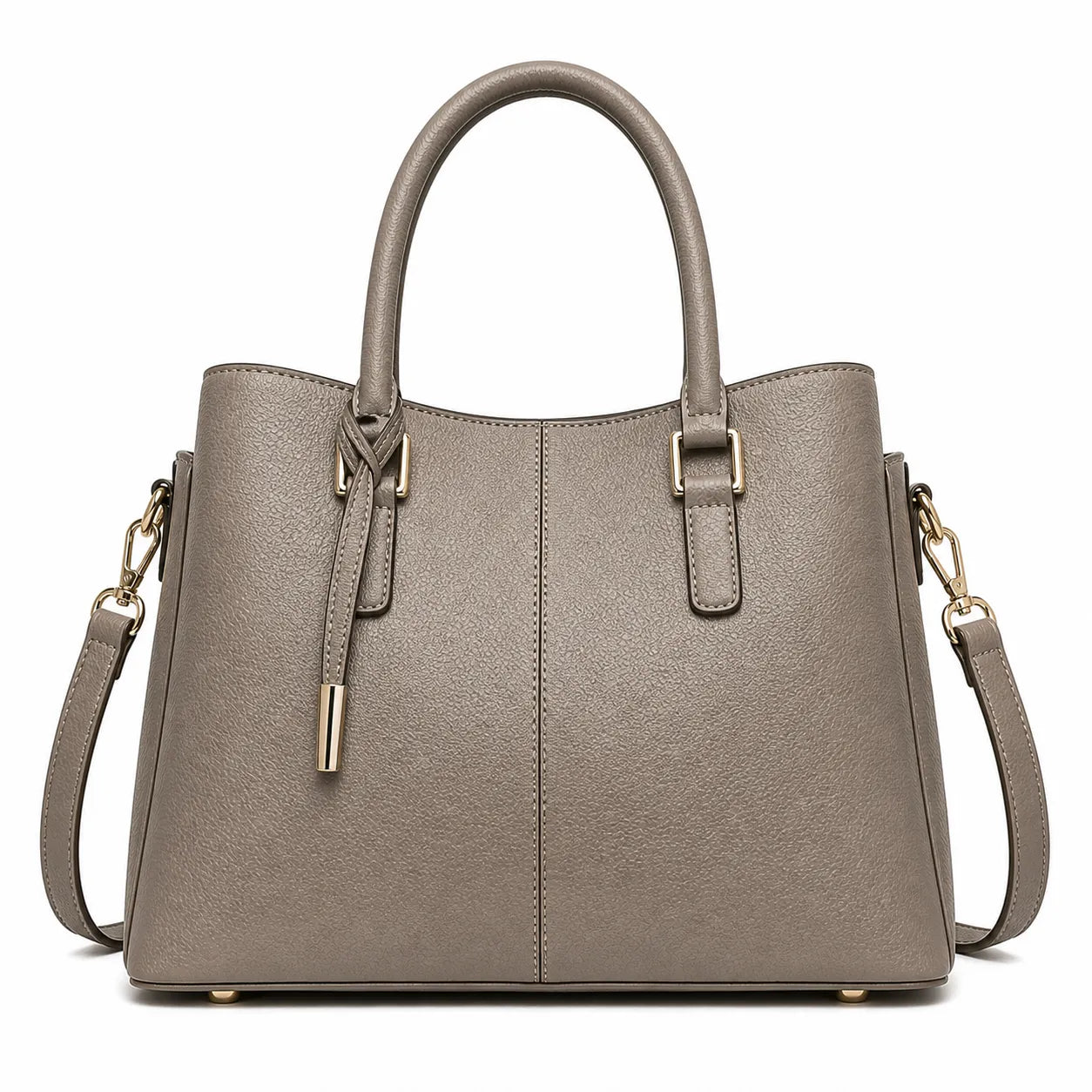 Elara Premium Taupe Top Handle Handbag with Shoulder Strap
