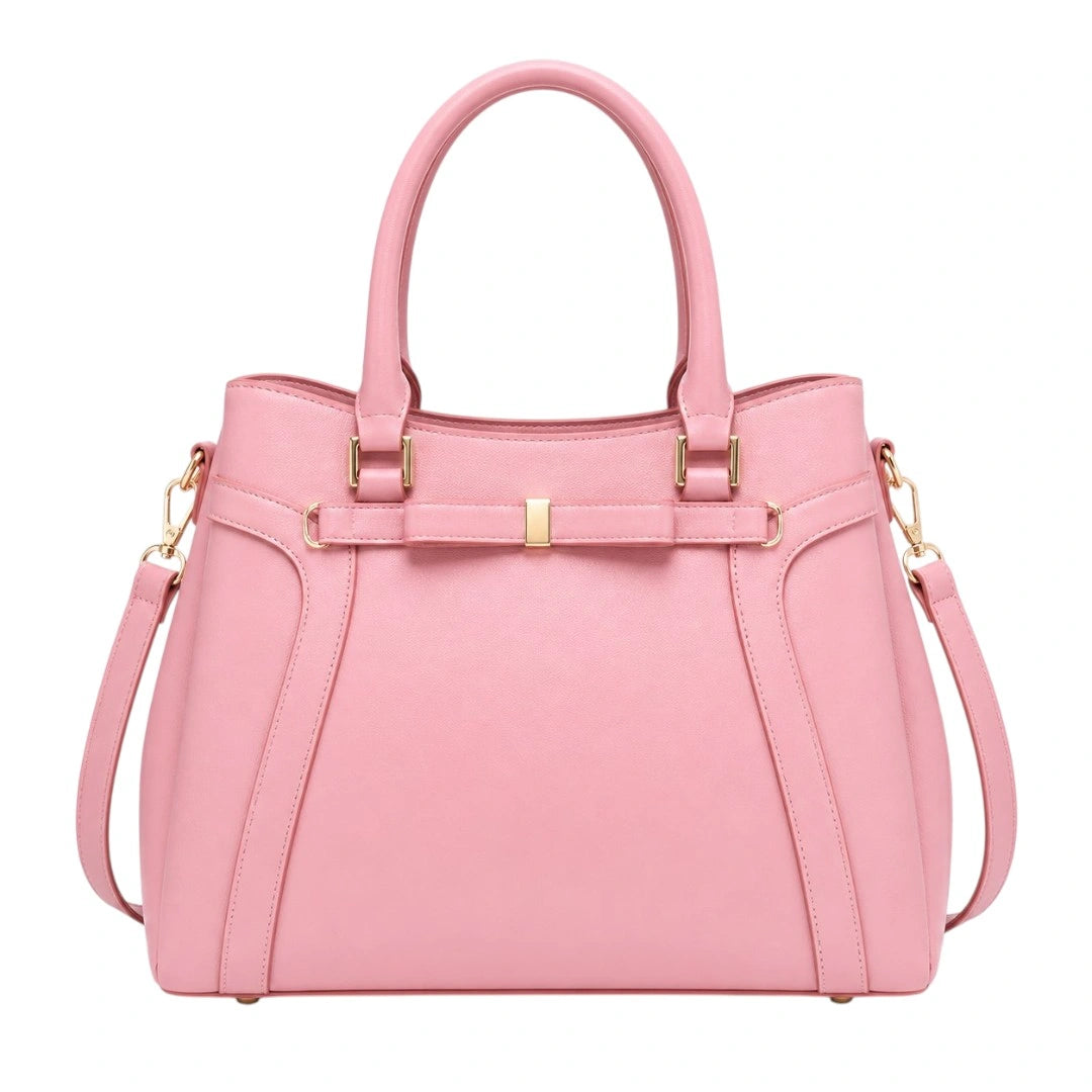 Elegant Pink Leather Tote Handbag for Women