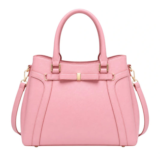 Elegant Pink Leather Tote Handbag for Women