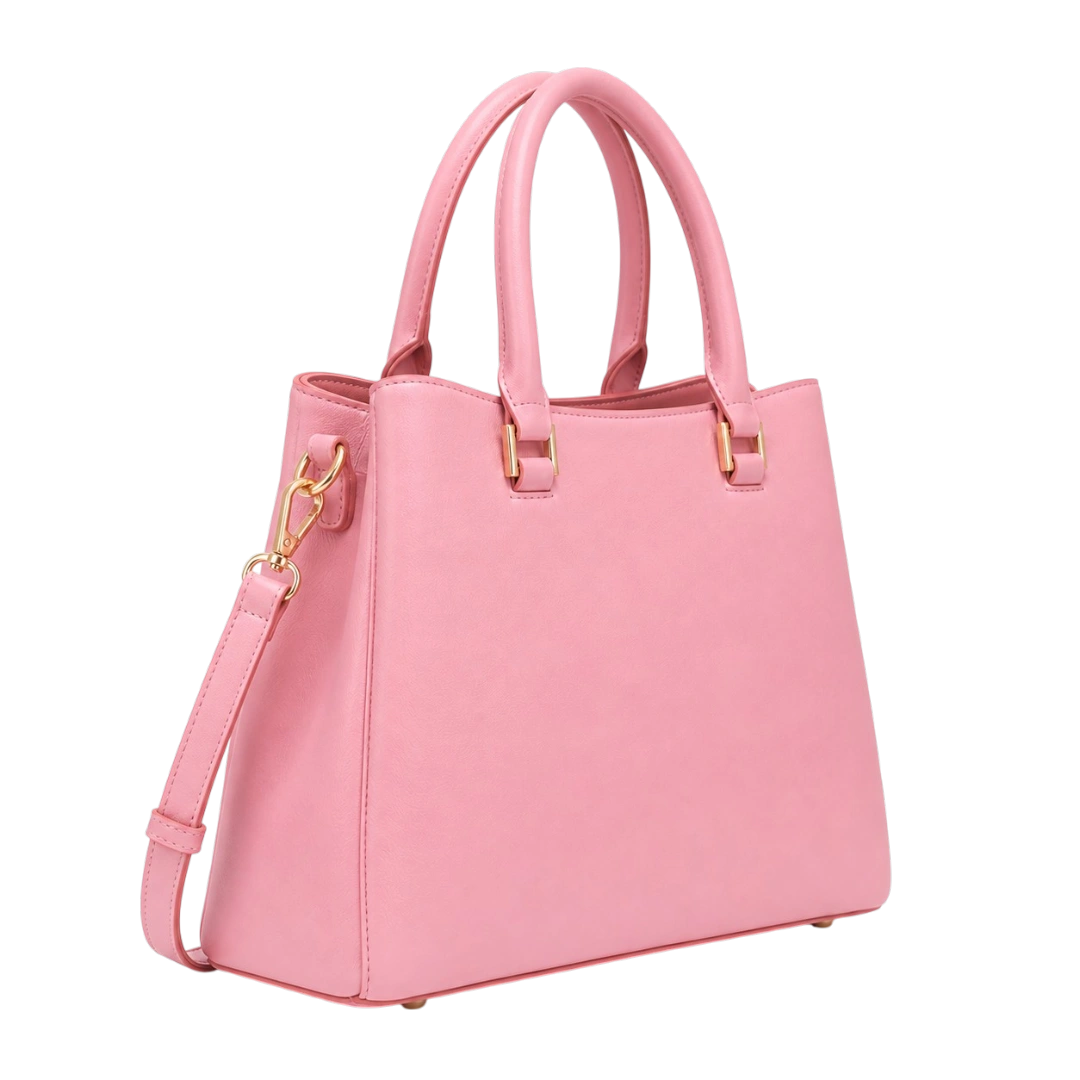Elegant Pink Leather Tote Handbag for Women